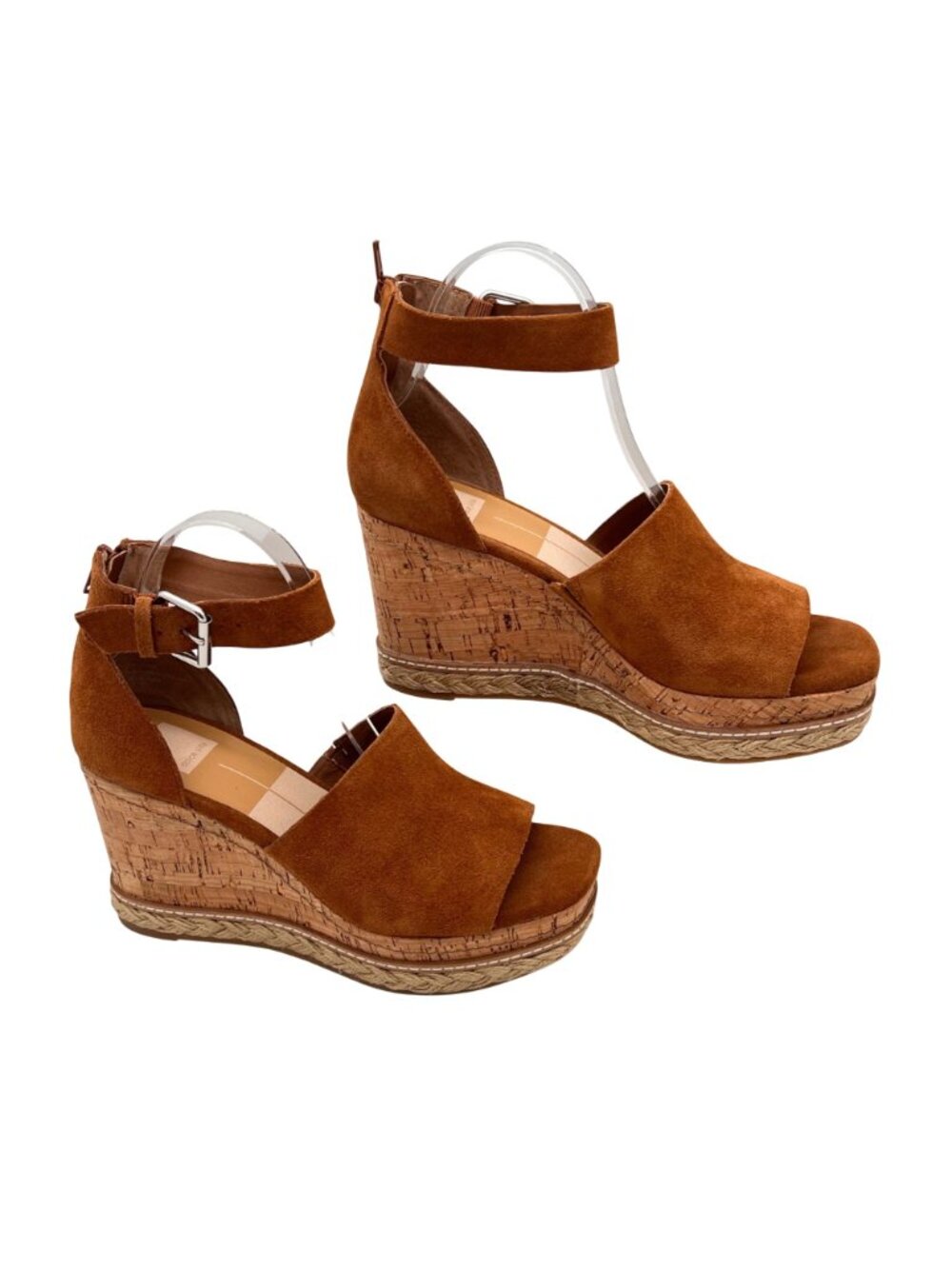 Dolce Vita Wedge Espadrille Sandals Brown Suede Open Toe Size 9 Cork & Jute Rope - Picture 2 of 13
